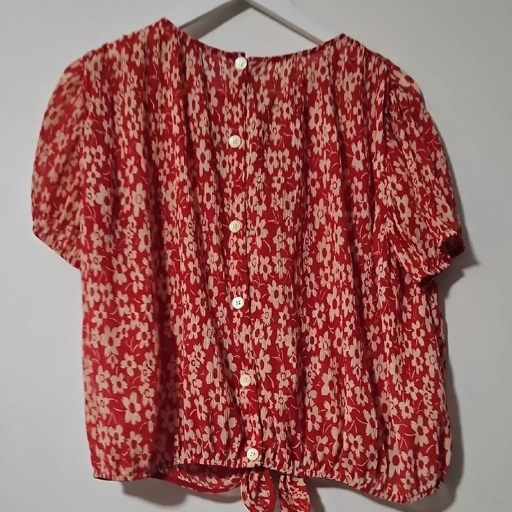 Madewell Red Floral Blouse